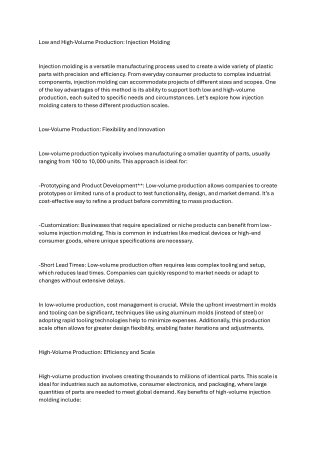 Low and High Volume Injection Moulding - HLH Rapid