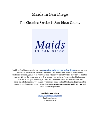 Cleaning Service San Diego County