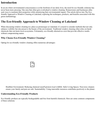 The Eco-friendly Approach to Window Cleaning at Lakeland