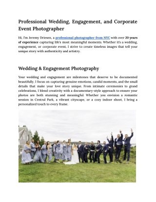 Professional Wedding, Engagement, and Corporate Event Photographer