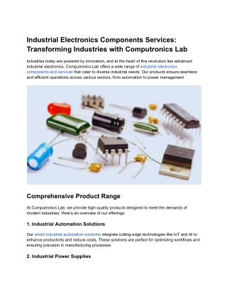 Industrial Electronics Components Services_ Transforming Industries with Computronics Lab