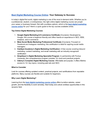 Best Digital Marketing Course Online