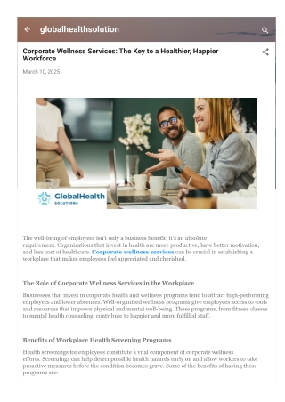 Corporate Wellness Services The Key to a Healthier, Happier Workforce