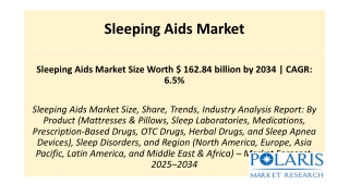 Sleeping Aids Market Size Worth $ 162.84 billion by 2034  CAGR 6.5%