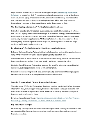 API Testing Automation Solutions Market Canada