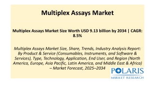 Multiplex Assays Market Size Worth USD 9.13 billion by 2034  CAGR 8.5%