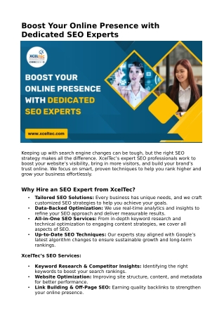 Boost Your Online Presence with Dedicated SEO Experts