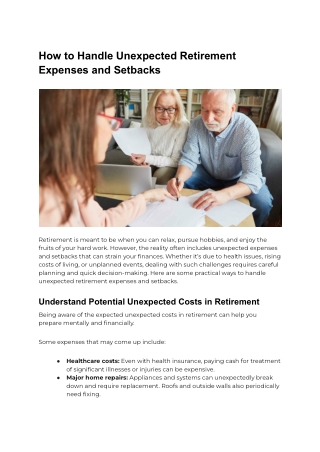 How to Handle Unexpected Retirement Expenses and Setbacks
