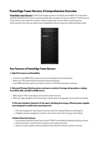 PowerEdge Tower Servers: A Comprehensive Overview