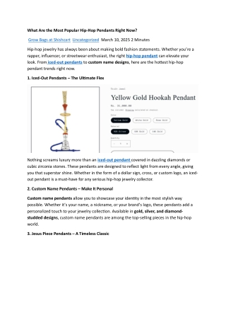 What Are the Most Popular Hip-Hop Pendants Right Now