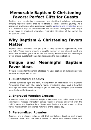 Memorable Baptism & Christening Favors: Perfect Gifts for Guests