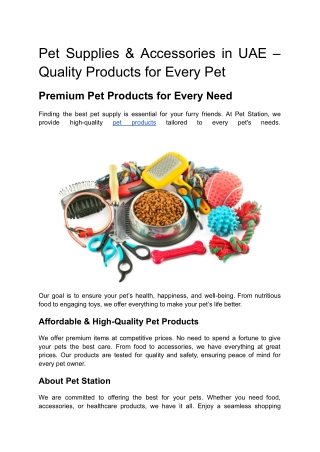 Pet Supplies & Accessories in UAE – Quality Products for Every Pet