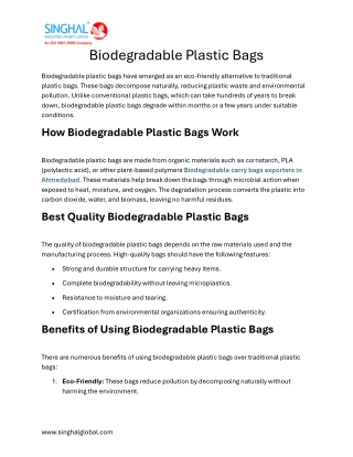 Biodegradable Plastic Bags