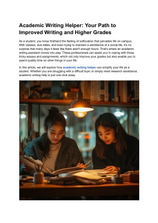 Academic Writing Helper: Your Path to Improved Writing and Higher Grades