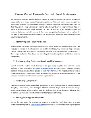 5 Ways Market Research Can Help Small Businesses