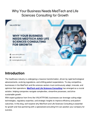 Why Your Business Needs MedTech And Life Sciences Consulting For Growth