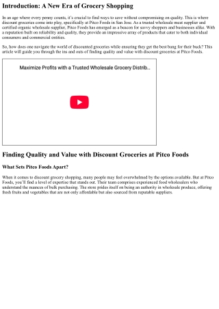 Finding Quality and Value with Discount Groceries at Pitco Foods