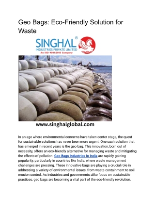 Geo Bags Eco-Friendly Solution for Waste