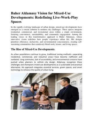 Baher Aldamasy: Crafting Urban Hubs for the Future