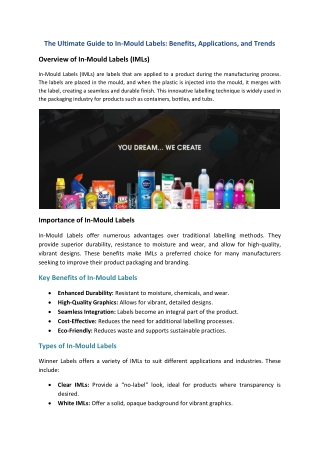 The Ultimate Guide to In-Mould Labels Benefits, Applications, and Trends