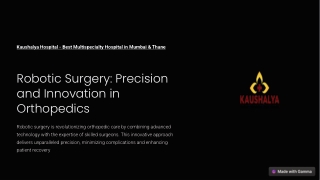 Robotic Surgery Precision and Innovation in Orthopedics