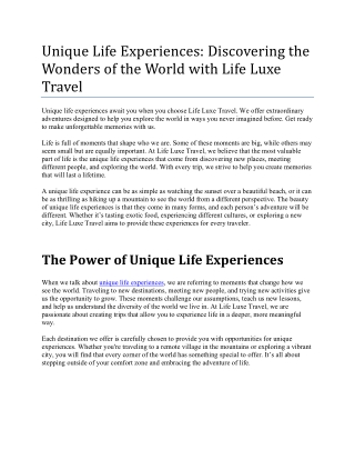 Unique Life Experiences with Discovering the Wonders of the World with Life Luxe Travel (2)