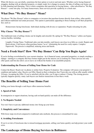 “Need a Fresh Start? How ‘We Buy Homes’ Can Help You Begin Again!”