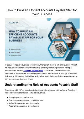 How to Build an Efficient Accounts Payable Staff for Your Business