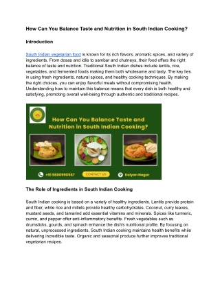 How Can You Balance Taste and Nutrition in South Indian Cooking