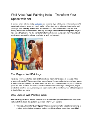 Wall Artist_ Wall Painting India – Transform Your Space with Art