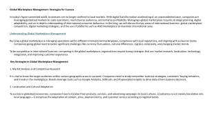 Global Marketplace ManagementStrategies for Success