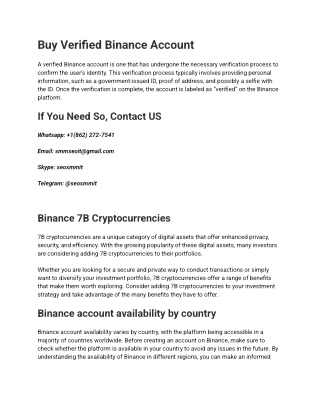 Buy Verified Binance Account With Documents
