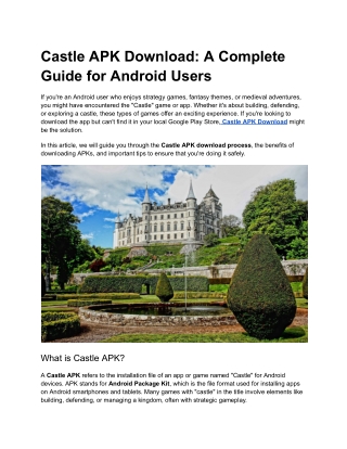 Castle APK Download_ A Complete Guide for Android Users