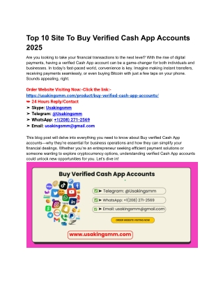Top 10 Site To Buy Verified Cash App Accounts 2025