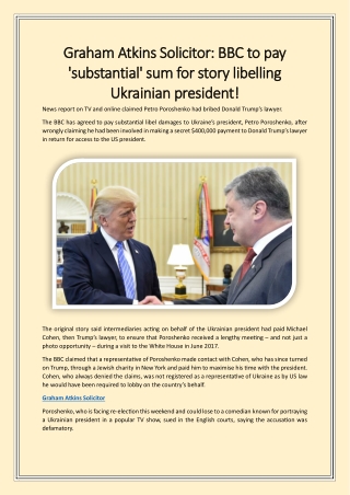 Graham Atkins Solicitor BBC to pay 'substantial' sum for story libelling Ukrainian president!
