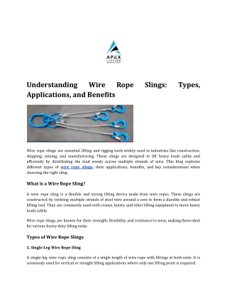 Understanding Wire Rope Slings_ Types, Applications, and Benefits