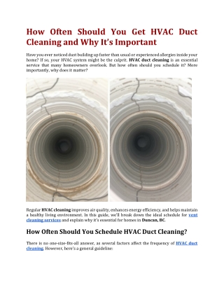 How Often Should You Get HVAC Duct Cleaning and Why Its Important