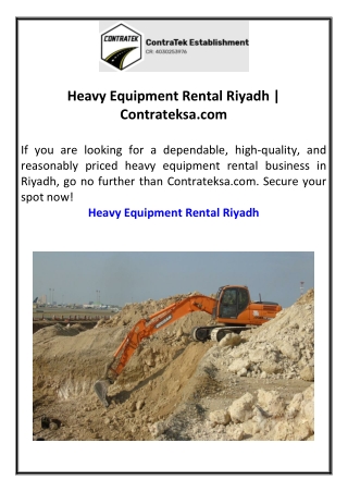 Heavy Equipment Rental Riyadh Contrateksa.com