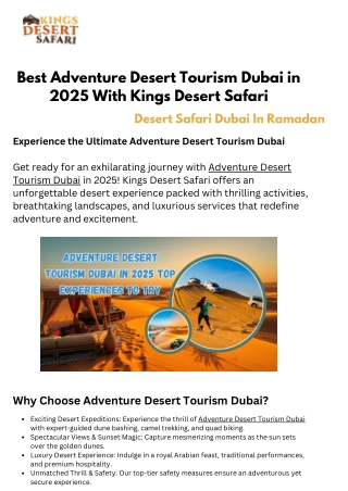 Best Adventure Desert Tourism Dubai in 2025
