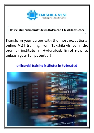 Online Vlsi Training Institutes In Hyderabad Takshila-vlsi.com
