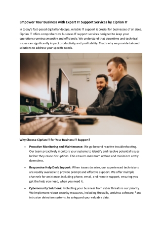 Empower Your Business with Expert IT Support Services by Ciprian IT