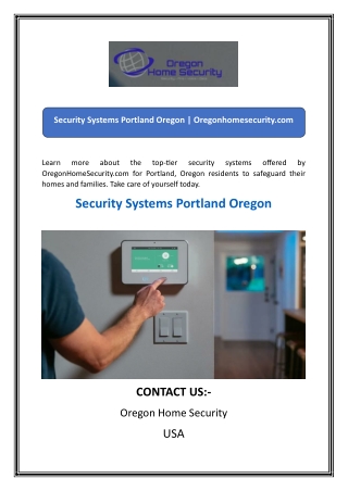 Security Systems Portland Oregon Oregonhomesecurity