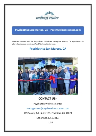 Psychiatrist San Marcos, Ca Psychwellnesscenter