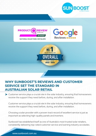 Why Sunboost’s Reviews and Customer Service Set the Standard in Australian Solar Retail