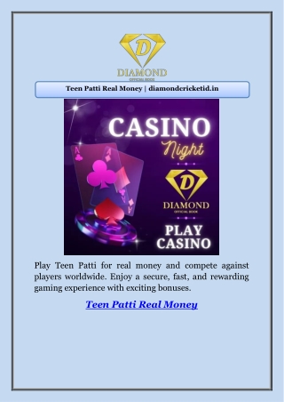 Teen Patti Real Money | diamondcricketid.in