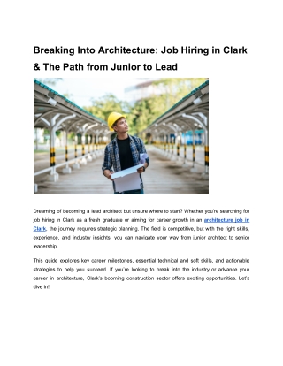 Breaking Into Architecture_ Job Hiring in Clark & The Path from Junior to Lead