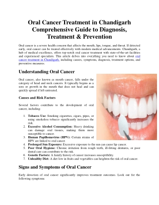 Oral Cancer Treatment in Chandigarh Comprehensive Guide to Diagnosis