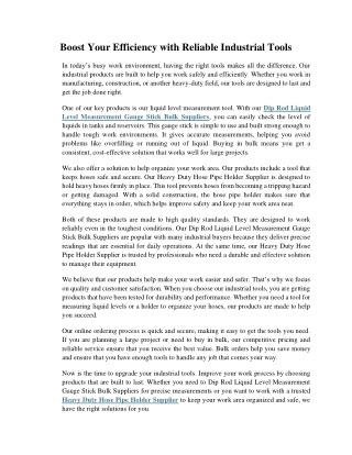 Boost Your Efficiency with Reliable Industrial Tools