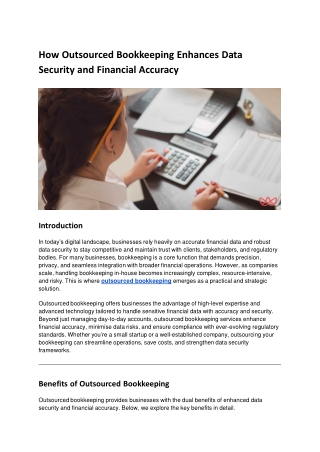How Outsourced Bookkeeping Enhances Data Security and Financial Accuracy