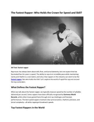 Who is the Fastest Rapper? Top Speed Rap Champions Ranked